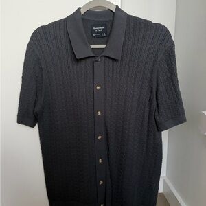 Men's Navy Knit Short Sleeve Shirt